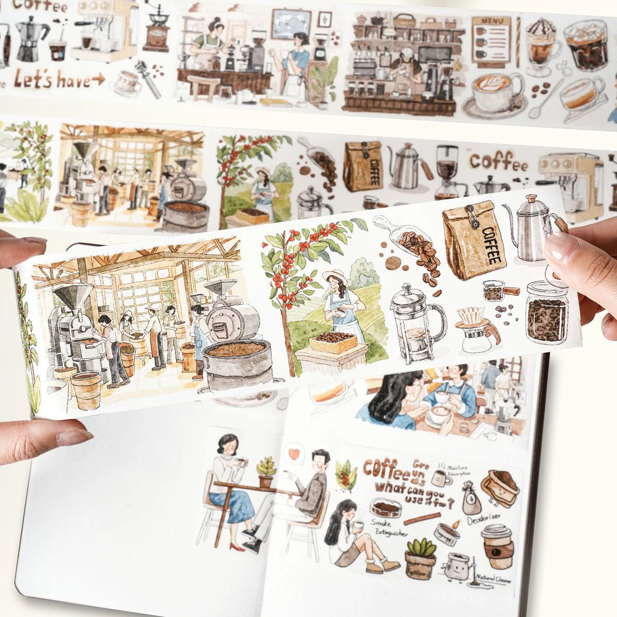 Sticker Pet Tape - Pre - cut - Life of Coffee - 70 mm - 3 - Washi Tape Shop - Tidformera