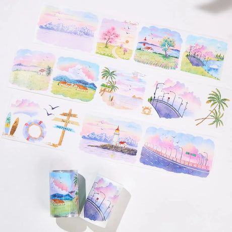 Sticker Pet Tape - Pre - cut - Misty Breeze - 70 mm - 2 - Washi Tape Shop - Tidformera