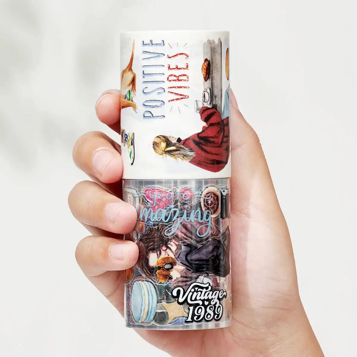 Sticker Pet Tape - Pre - cut - Passing Faces - 60 mm - 5 - Washi Tape Shop - Tidformera