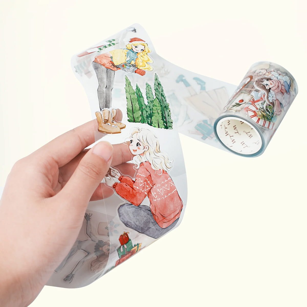 Sticker Pet Tape - Pre - cut - Snowy Strolls - 65 mm - 1 - Washi Tape Shop - Tidformera