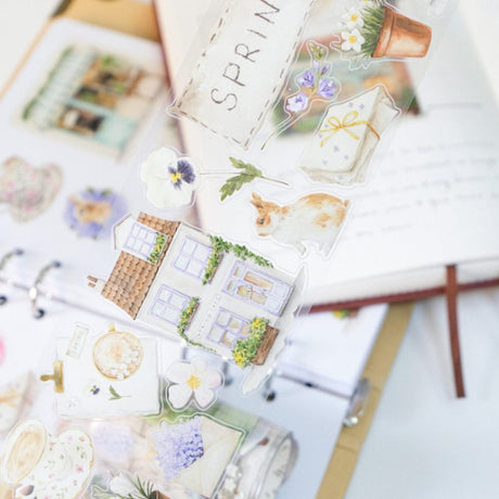 Sticker Pet Tape - Pre - cut - Spring Café - 70 mm - 2 - Washi Tape Shop - Tidformera