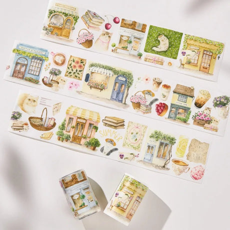 Sticker Pet Tape - Pre - cut - Summer Café - 70 mm - 1 - Washi Tape Shop - Tidformera