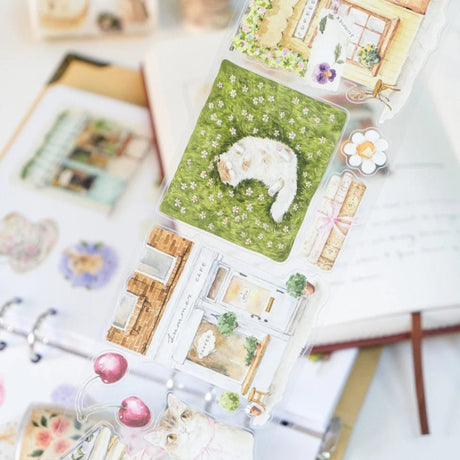 Sticker Pet Tape - Pre - cut - Summer Café - 70 mm - 2 - Washi Tape Shop - Tidformera