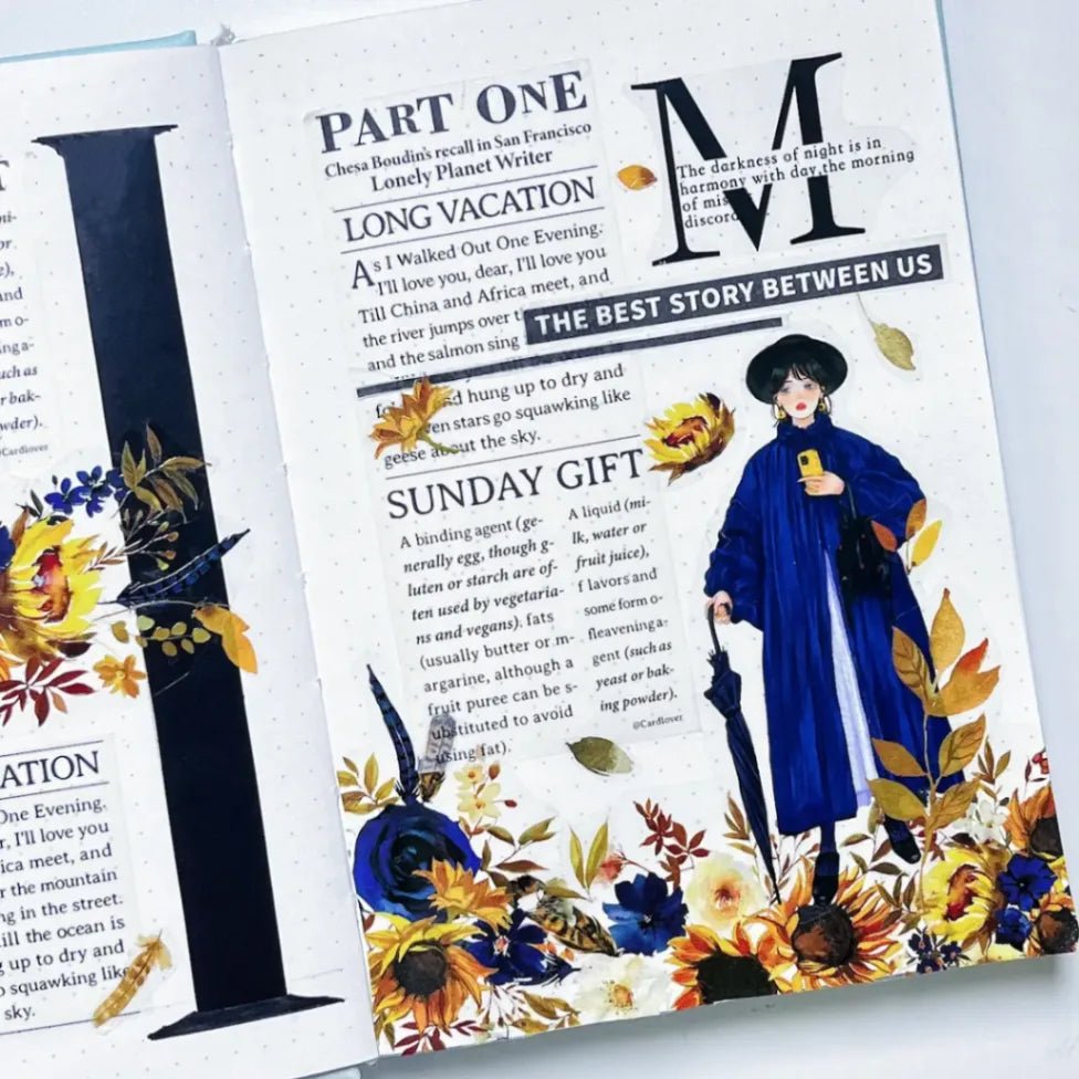 Sticker Pet Tape - Pre - cut - Sunflower & Navy - 60 mm - 3 - Washi Tape Shop - Tidformera