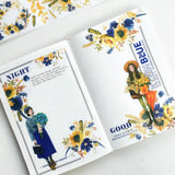 Sticker Pet Tape - Pre - cut - Sunflower & Navy - 60 mm - 2 - Washi Tape Shop - Tidformera