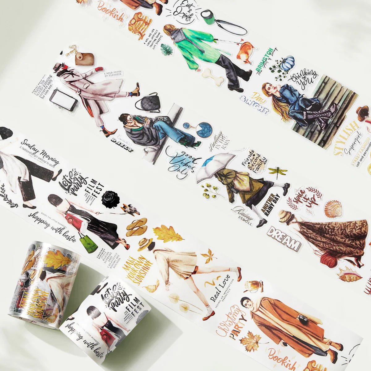 Sticker Pet Tape - Pre - cut - Urban Wanderers - 60 mm - Washi Tape Shop - Tidformera