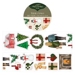 Sticker Pet Tape - Pre - cut - Winter town - 74 mm - 1 - Plan & Plot Studio - Tidformera