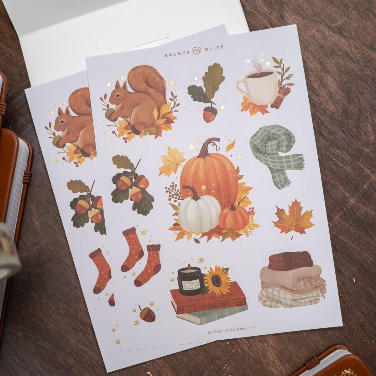 Sticker Set - Acorns - 2 ark - Archer & Olive - Tidformera