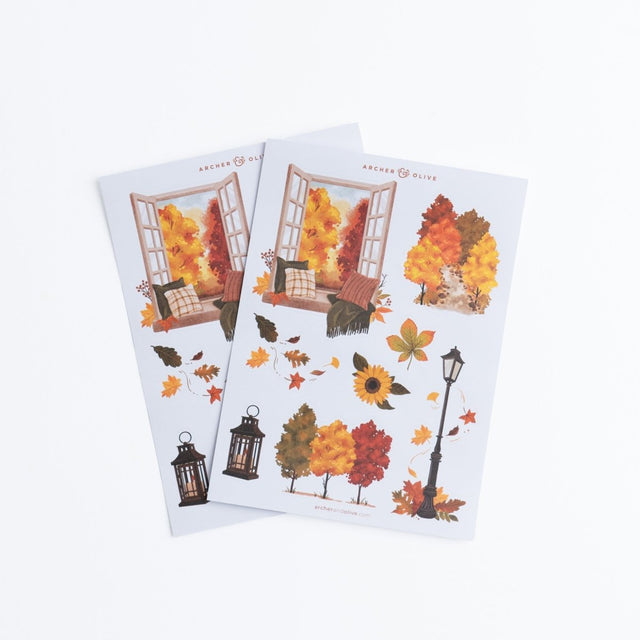 Sticker Set - Swirling Leaves - 2 ark - Archer & Olive - Tidformera