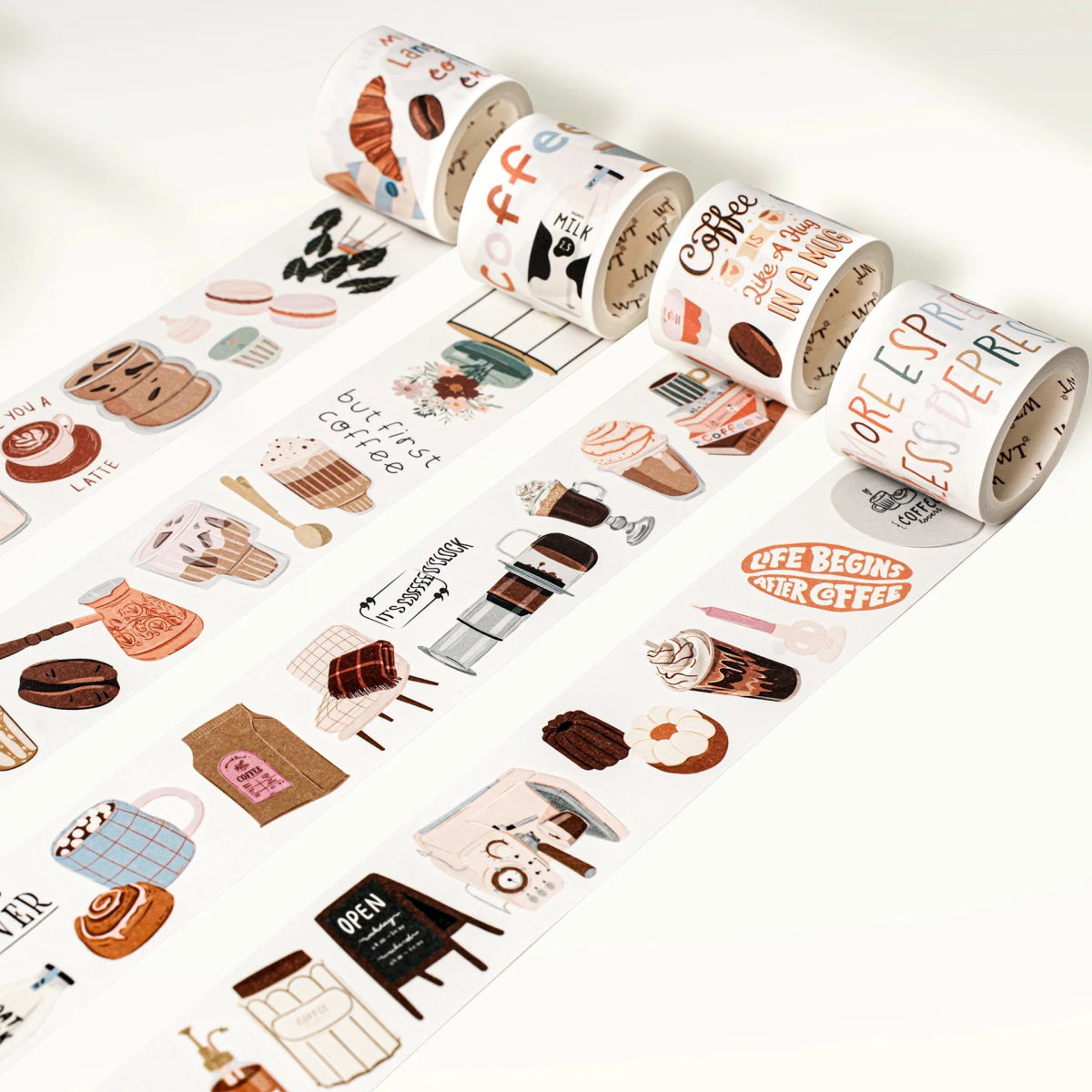 Sticker Set Washi Tape - Coffee? - 4 - pack - 5 - Washi Tape Shop - Tidformera