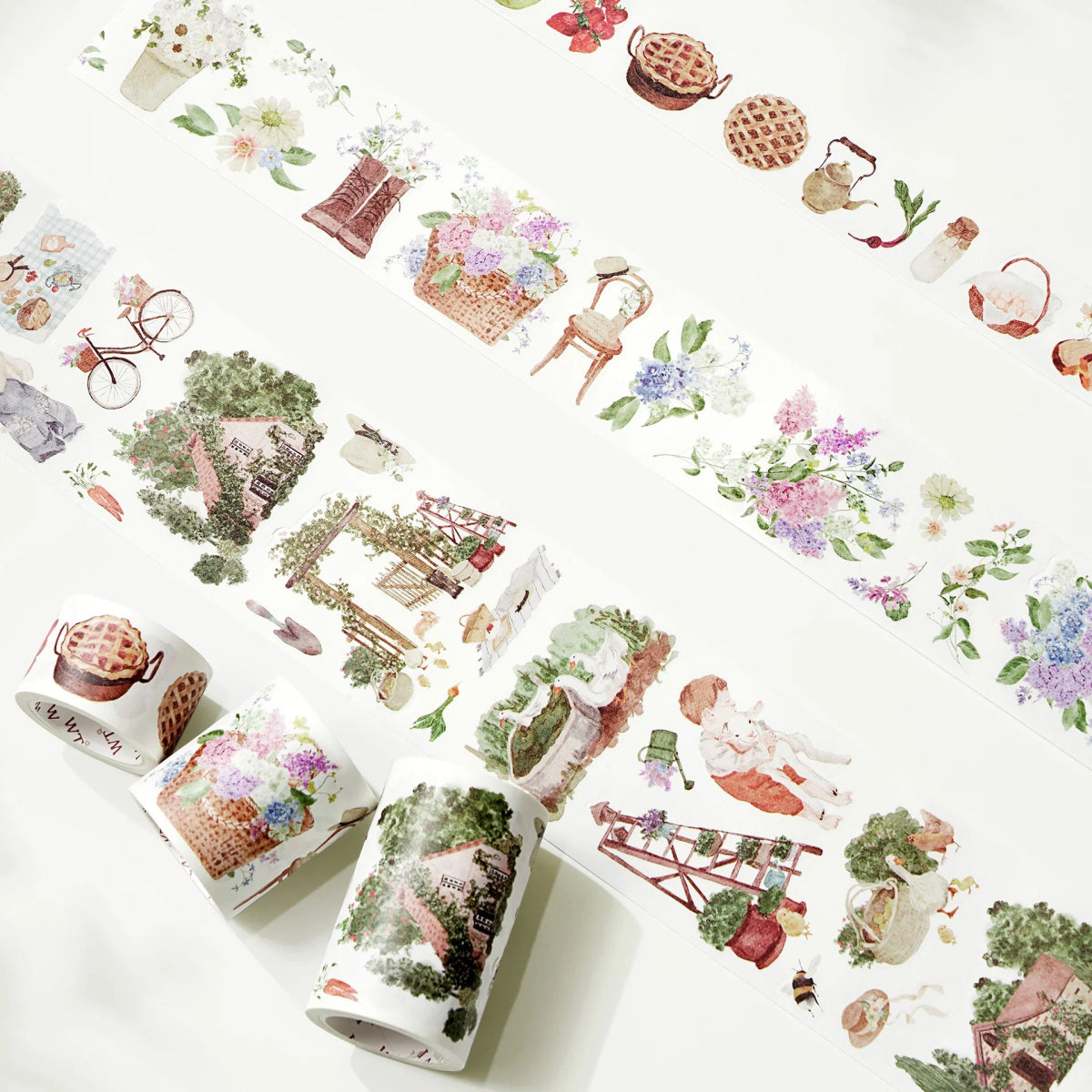 Sticker Set Washi Tape - Cottage Charm - 3 - pack - 6 - Washi Tape Shop - Tidformera