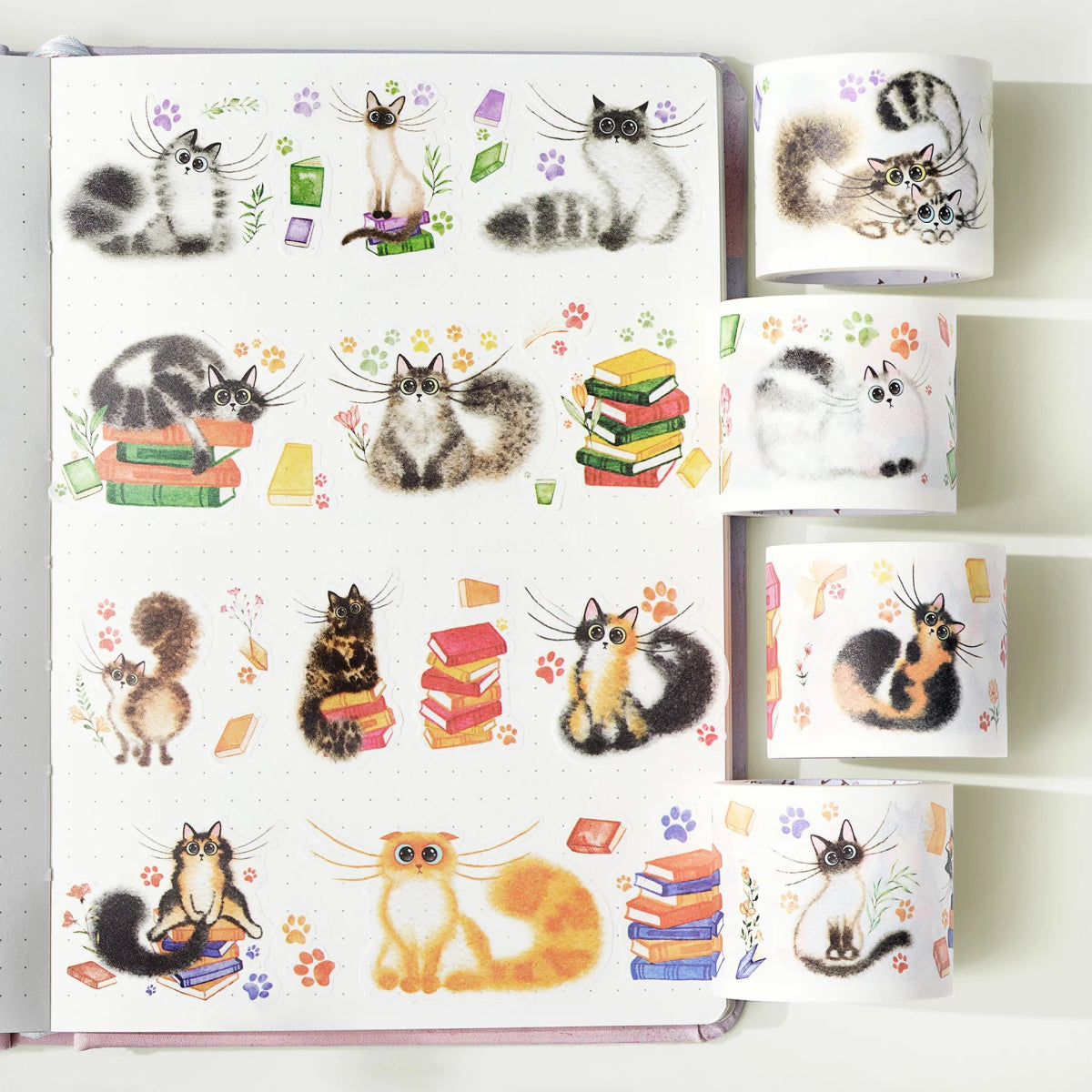 Sticker Set Washi Tape - Kitten's Play - 4 - pack - 7 - Washi Tape Shop - Tidformera