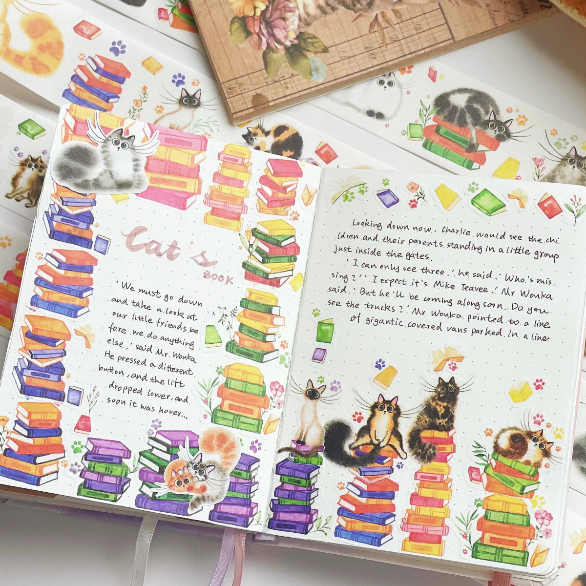 Sticker Set Washi Tape - Kitten's Play - 4 - pack - 5 - Washi Tape Shop - Tidformera