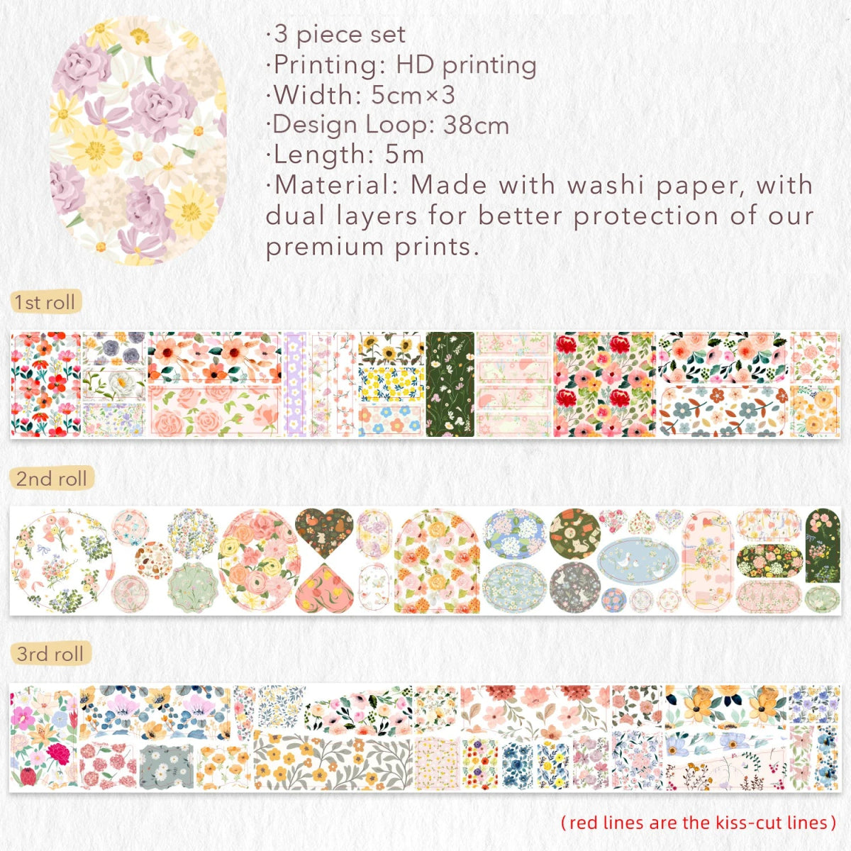 Sticker Set Washi Tape - Mini Snippets - 3 - pack - Washi Tape Shop - Tidformera