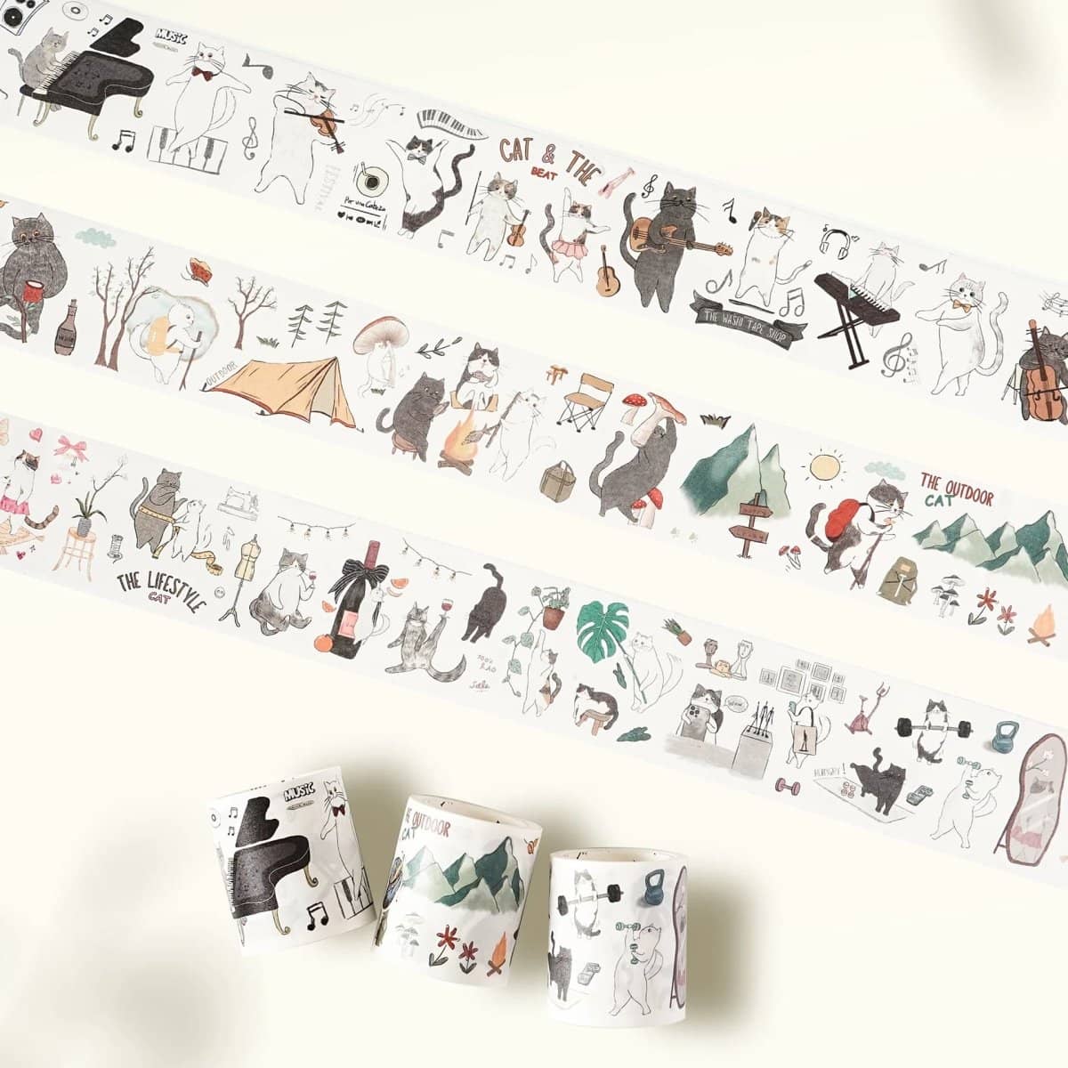 Sticker Set Washi Tape - Neko - 3 - pack - 1 - Washi Tape Shop - Tidformera