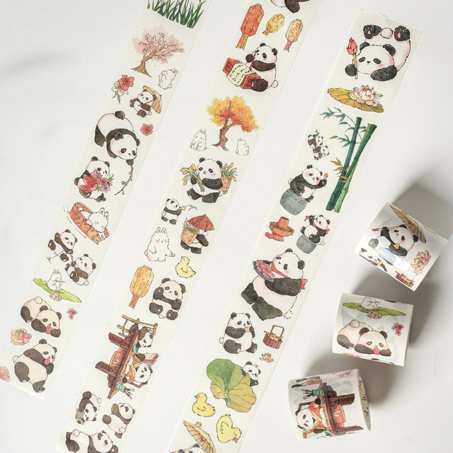 Sticker Set Washi Tape - Panda Pilgrimage - 3-pack från Washi Tape Shop. 3 rullar och våder med stickers av pandor - Tidformera