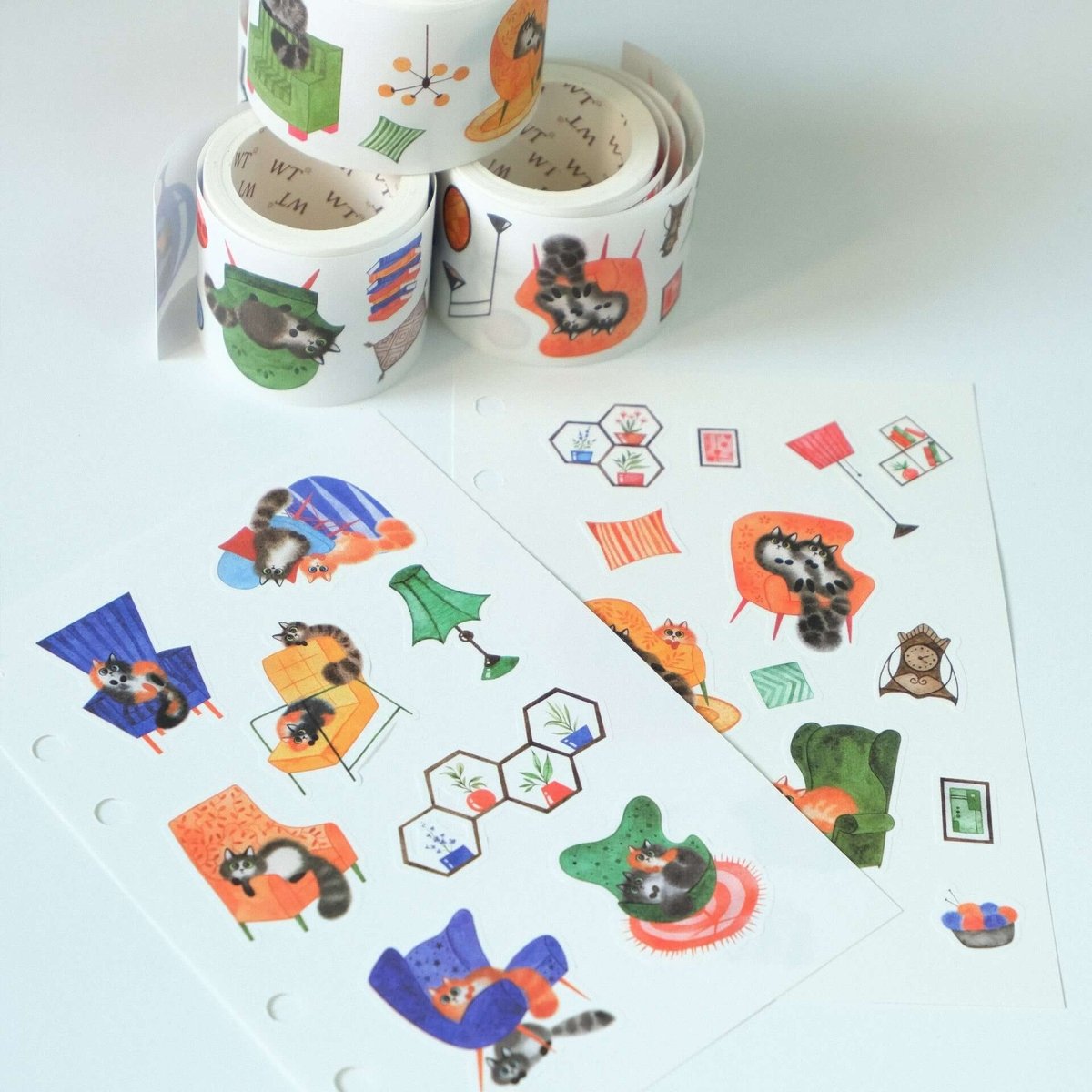 Sticker Set Washi Tape - Paw Parlor - 4-pack - 7 - Washi Tape Shop - Tidformera