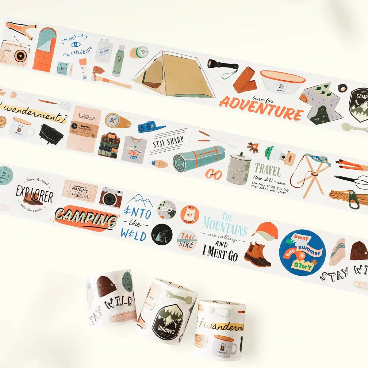Sticker Set Washi Tape - The Adventurer - 3 - pack - 3 - Washi Tape Shop - Tidformera