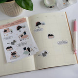 Sticker Sheet - Mocha Cat - I'm A Social Vegan, I Avoid Meet... - 3 - Moonaries illo - Tidformera