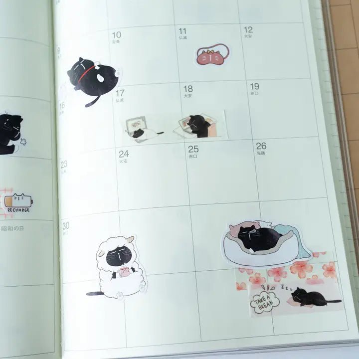 Sticker Sheet - Mocha Cat - Paws and recharge - 5 - CutieSquad - Tidformera