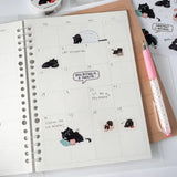 Sticker Sheet - Mocha Cat - Very Busy Doing Nothing - 4 - Moonaries illo - Tidformera