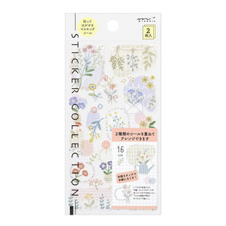 Sticker Two Sheets - Flower - 1 - Midori - Tidformera
