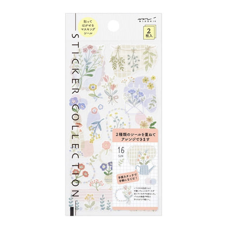 Sticker Two Sheets - Flower - 1 - Midori - Tidformera