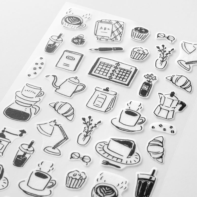 Sticker Two Sheets - Monotone Café - 4 - Midori - Tidformera