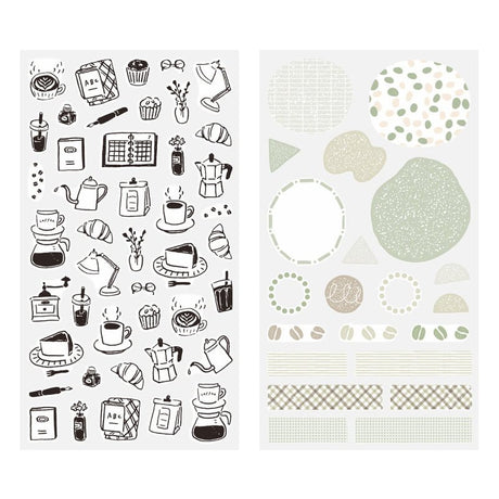 Sticker Two Sheets - Monotone Café - Midori - Tidformera