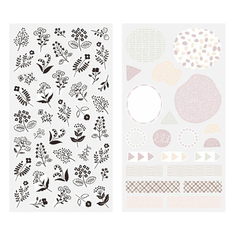 Sticker Two Sheets - Monotone Flower - 2 - Midori - Tidformera