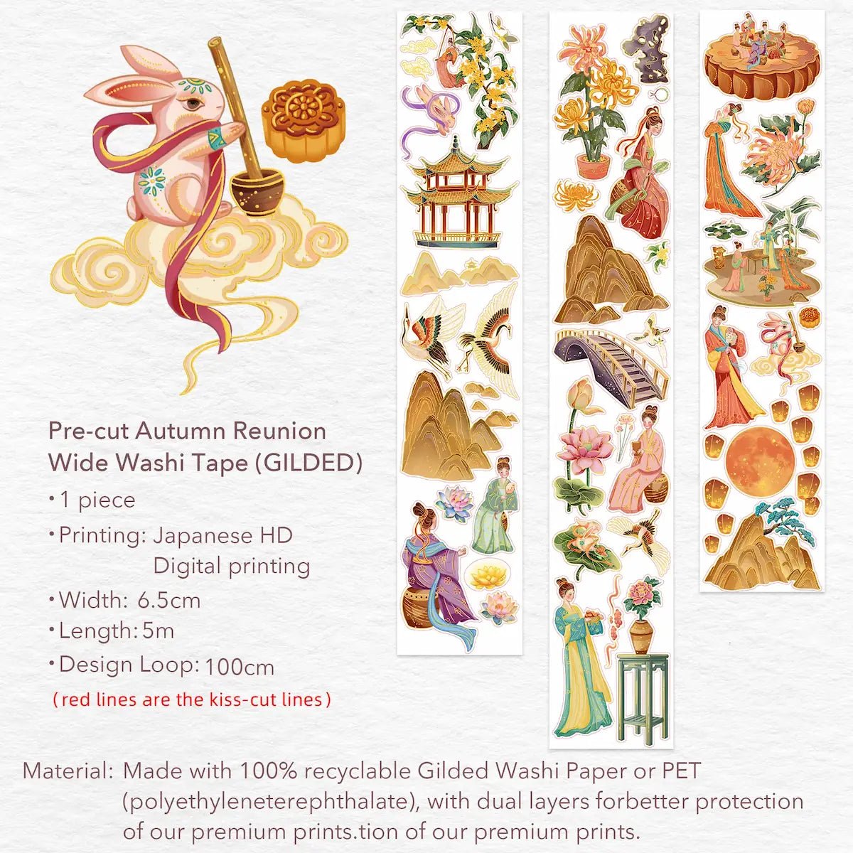 Sticker Washi Tape - Pre - cut - Autumn Reunion - 65 mm - 6 - Washi Tape Shop - Tidformera