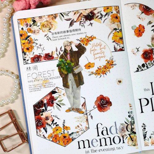 Sticker Washi Tape - Pre - cut - Autumn Spice - 60 mm - 6 - Washi Tape Shop - Tidformera