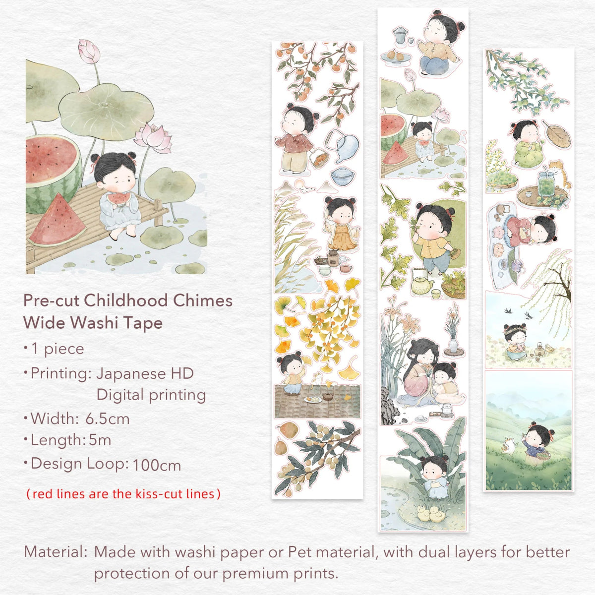 Sticker Washi Tape - Pre - cut - Childhood Chimes - 65 mm - 11 - Washi Tape Shop - Tidformera