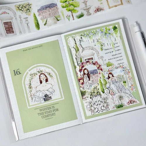Sticker Washi Tape - Pre - cut - French Courtyard - 70 mm - 4 - Washi Tape Shop - Tidformera