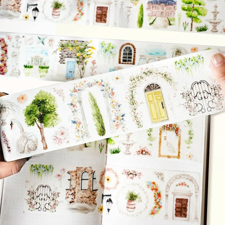 Sticker Washi Tape - Pre - cut - French Courtyard - 70 mm - 1 - Washi Tape Shop - Tidformera