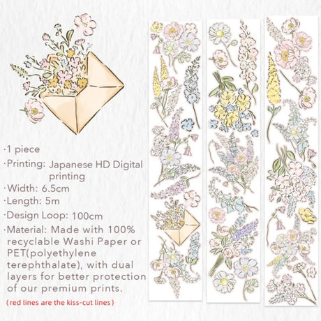 Sticker Washi Tape - Pre - cut - Garden Sprout - 65 mm - 7 - Washi Tape Shop - Tidformera