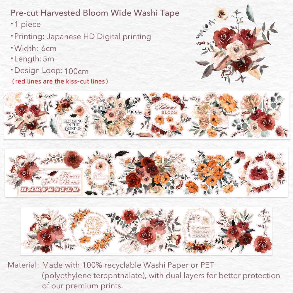 Sticker Washi Tape - Pre - cut - Harvested Bloom - 60 mm - 7 - Washi Tape Shop - Tidformera
