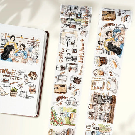 Sticker Washi Tape - Pre - cut - Life of Coffee - 70 mm - 3 - Washi Tape Shop - Tidformera
