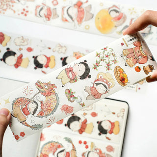 Sticker Washi Tape - Pre - cut - Lunar New Year - 65 mm från Washi Tape Shop. En rulle stickers med motiv från det kinesiska nyår. - Tidformera