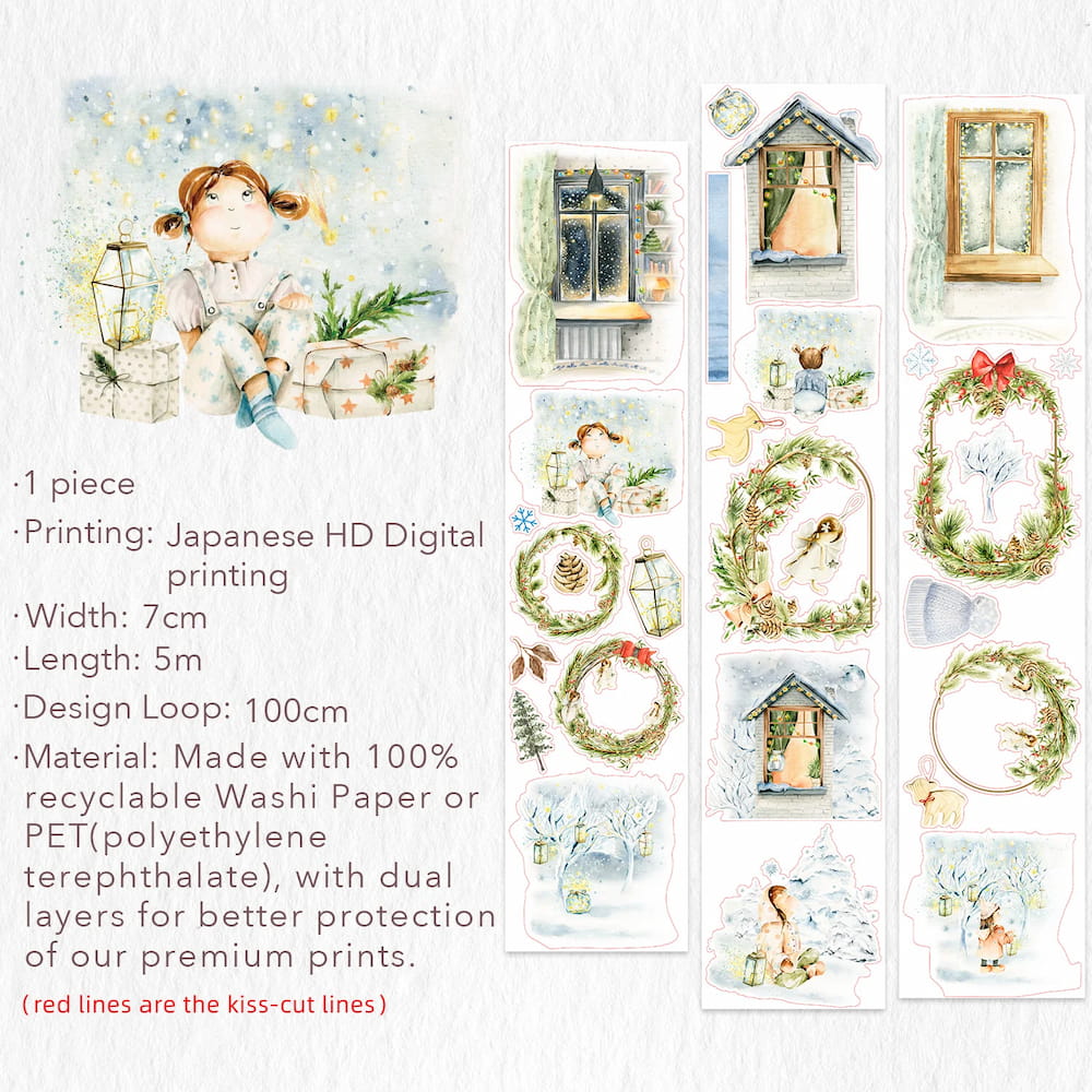 Sticker Washi Tape - Pre - cut - Midnight Noel - 70 mm - 6 - Washi Tape Shop - Tidformera