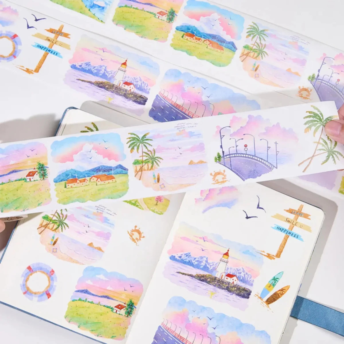 Sticker Washi Tape - Pre - cut - Misty Breeze - 70 mm - 1 - Washi Tape Shop - Tidformera