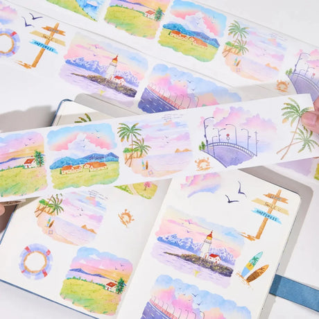 Sticker Washi Tape - Pre - cut - Misty Breeze - 70 mm - 1 - Washi Tape Shop - Tidformera