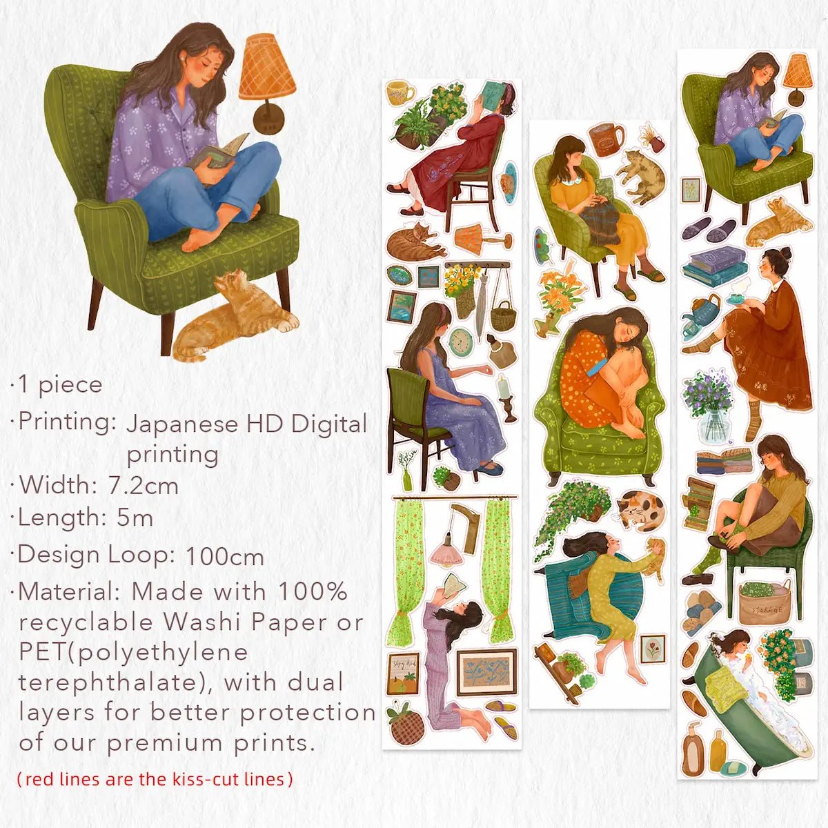 Sticker Washi Tape - Pre - cut - Nostalgic Moments - 72 mm - 10 - Washi Tape Shop - Tidformera