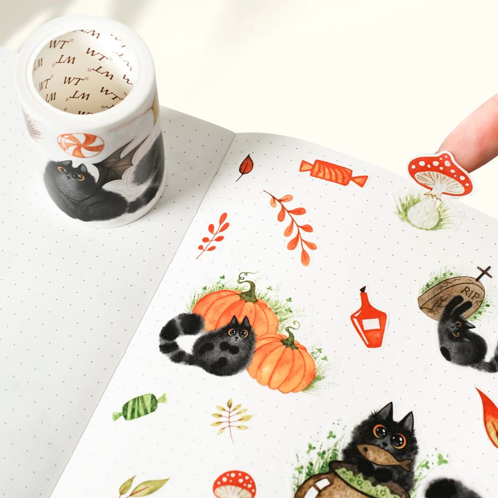 Sticker Washi Tape - Pre - cut - Shadow Paws - 60 mm - 3 - Washi Tape Shop - Tidformera