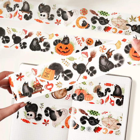 Sticker Washi Tape - Pre - cut - Shadow Paws - 60 mm - 2 - Washi Tape Shop - Tidformera