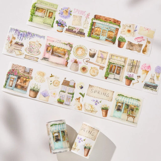 Sticker Washi Tape - Pre - cut - Spring Café - 70 mm - 5 - Washi Tape Shop - Tidformera