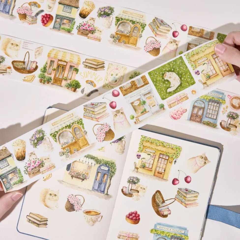 Sticker Washi Tape - Pre - cut - Summer Café - 70 mm - 1 - Washi Tape Shop - Tidformera