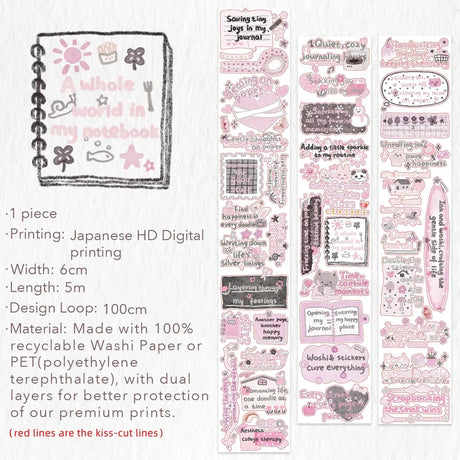 Sticker Washi Tape - Pre-cut - The Healing Mind - 60 mm - 4 - Washi Tape Shop - Tidformera