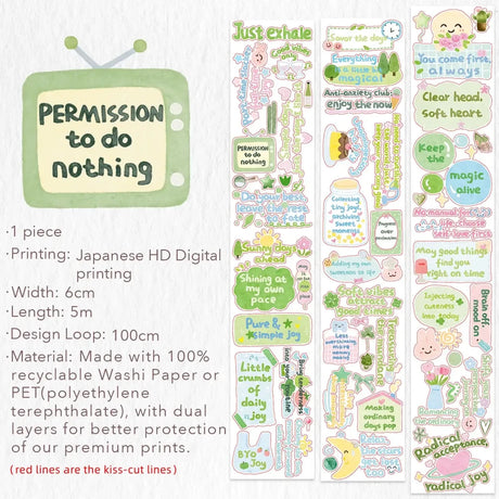 Sticker Washi Tape - Pre-cut - The Peaceful Mind - 60 mm - 4 - Washi Tape Shop - Tidformera