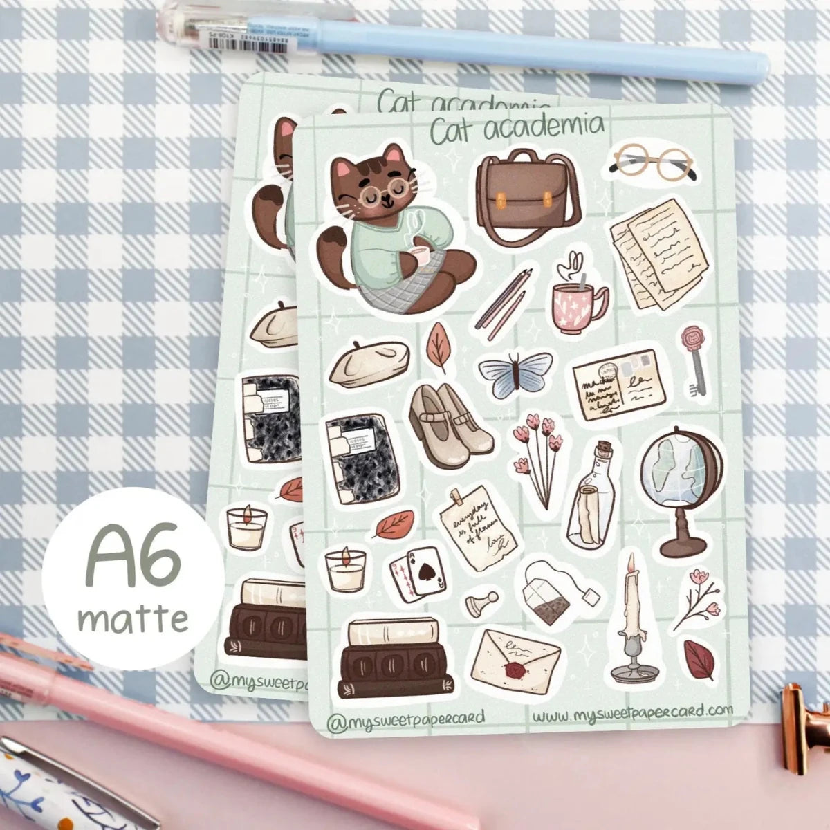 Stickers - A6 - Cat Academia - 3 - My Sweet Paper Card - Tidformera
